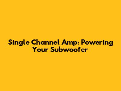 Single Channel Amp: Powering Your Subwoofer