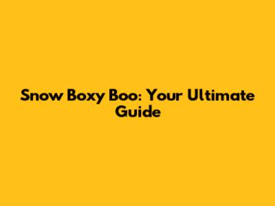 Snow Boxy Boo: Your Ultimate Guide