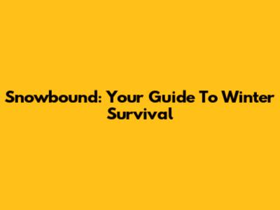 Snowbound: Your Guide To Winter Survival