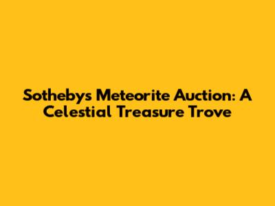 Sotheby's Meteorite Auction: A Celestial Treasure Trove