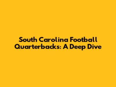 South Carolina Football Quarterbacks: A Deep Dive
