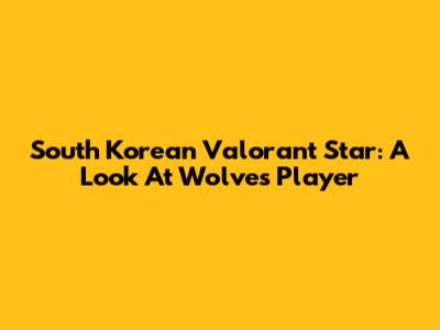 South Korean Valorant Star: A Look At Wolves' Player