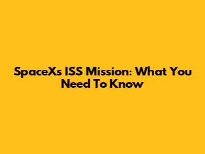 SpaceX's ISS Mission: What You Need To Know