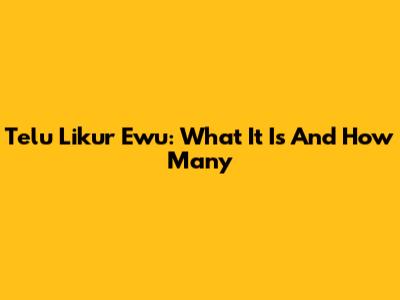 Telu Likur Ewu: What It Is And How Many