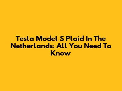 Tesla Model S Plaid In The Netherlands: All You Need To Know