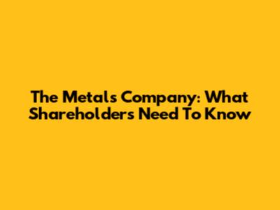The Metals Company: What Shareholders Need To Know