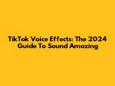 TikTok Voice Effects: The 2024 Guide To Sound Amazing