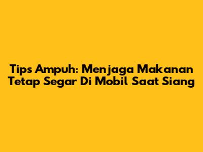 Tips Ampuh: Menjaga Makanan Tetap Segar Di Mobil Saat Siang