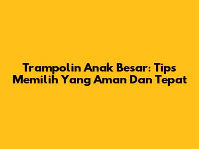 Trampolin Anak Besar: Tips Memilih Yang Aman Dan Tepat