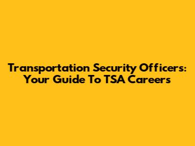 Transportation Security Officers: Your Guide To TSA Careers
