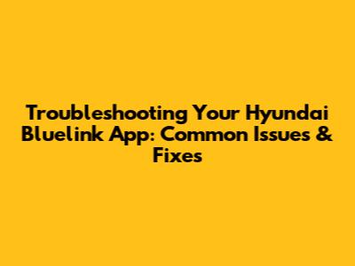 Troubleshooting Your Hyundai Bluelink App: Common Issues & Fixes