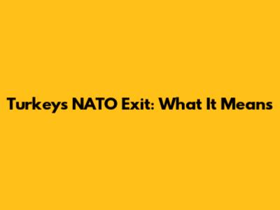 Turkey's NATO Exit: What It Means