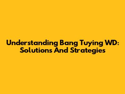 Understanding Bang Tuying WD: Solutions And Strategies