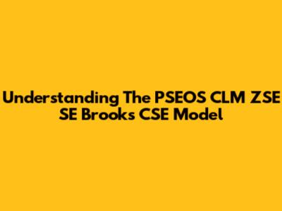 Understanding The PSEOS CLM ZSE SE Brooks CSE Model