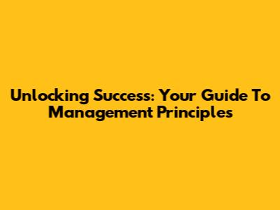 Unlocking Success: Your Guide To Management Principles