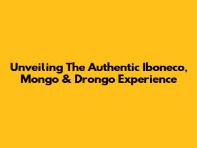 Unveiling The Authentic Iboneco, Mongo & Drongo Experience
