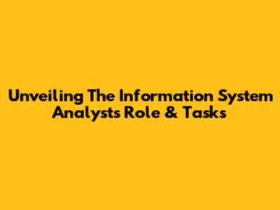 Unveiling The Information System Analyst's Role & Tasks