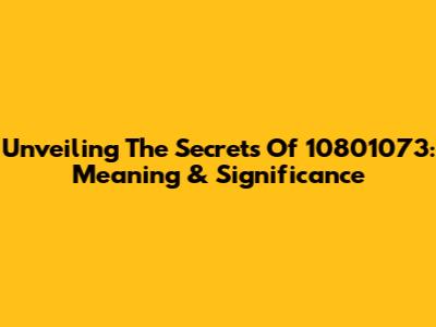 Unveiling The Secrets Of 10801073: Meaning & Significance