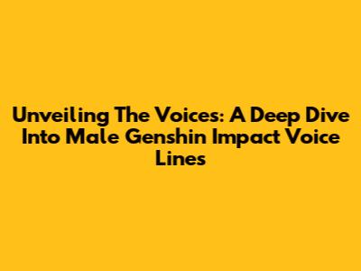 Unveiling The Voices: A Deep Dive Into Male Genshin Impact Voice Lines