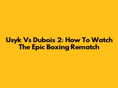 Usyk Vs Dubois 2: How To Watch The Epic Boxing Rematch