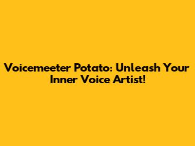 Voicemeeter Potato: Unleash Your Inner Voice Artist!