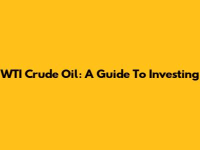 WTI Crude Oil: A Guide To Investing