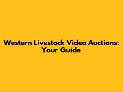 Western Livestock Video Auctions: Your Guide