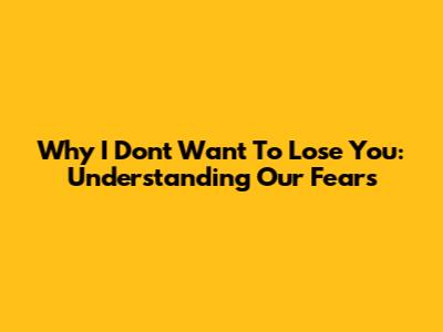 Why I Don't Want To Lose You: Understanding Our Fears