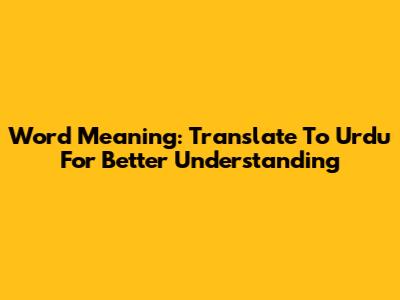 Word Meaning: Translate To Urdu For Better Understanding