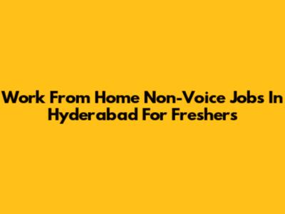 Work From Home Non-Voice Jobs In Hyderabad For Freshers