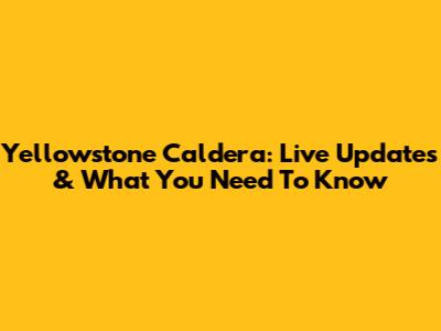 Yellowstone Caldera: Live Updates & What You Need To Know