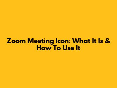 Zoom Meeting Icon: What It Is & How To Use It